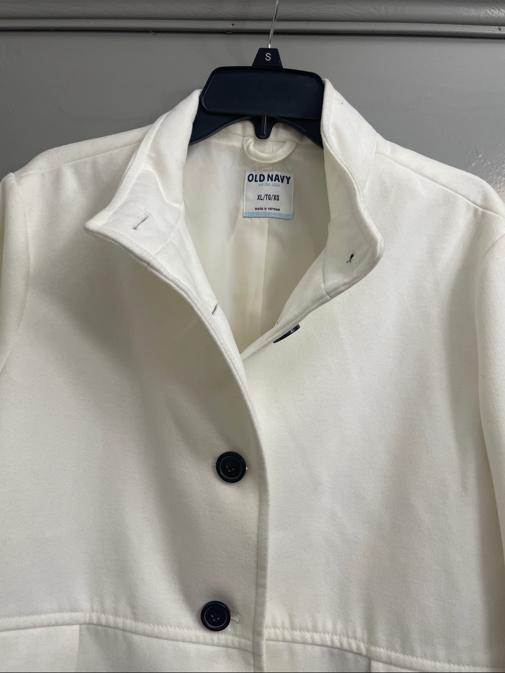 Old Navy Cream Single-Breasted Peacoat with Black Buttons